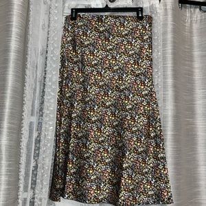 Loft Navy skirt with small flowers pink orange green & yellow